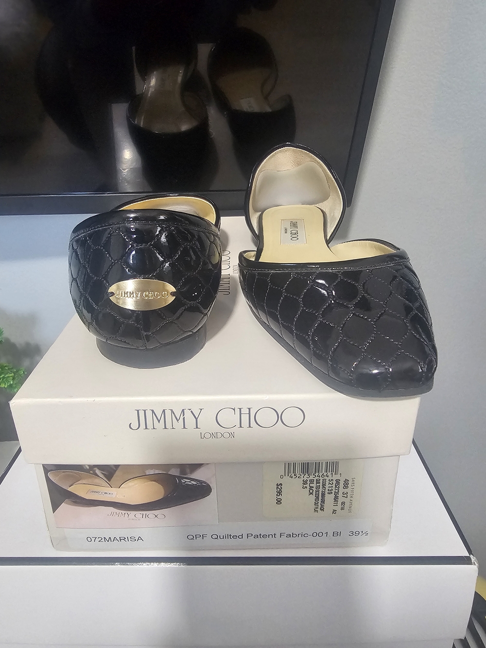 Jimmy Choo Black Quilted Patent Leather Mules